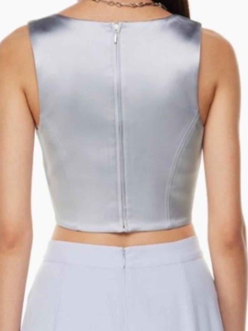 Aritzia Sunday Best Shiloh Satin Bustier NWT Sterling Blue Size S - Picture 2 of 9